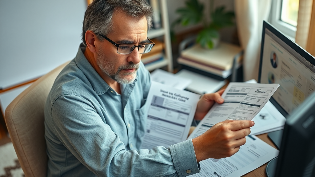 person gathering medical records and financial documents for insurance claim, home office scene, insurance negotiation strategies