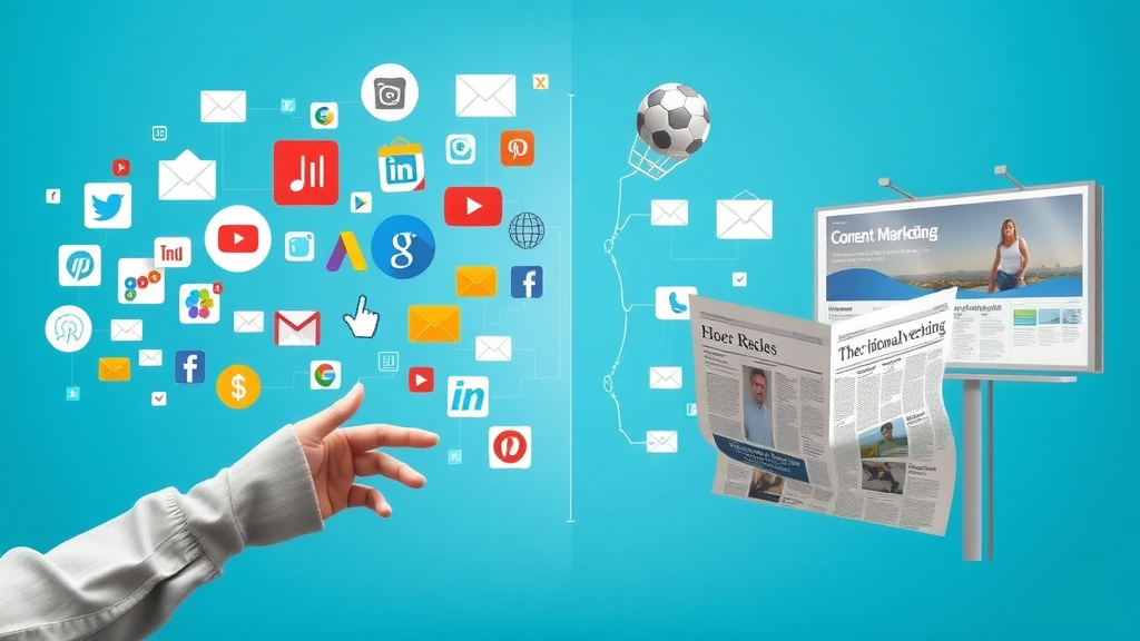 infographic comparing digital content marketing and traditional advertising for law firms - legal content creation