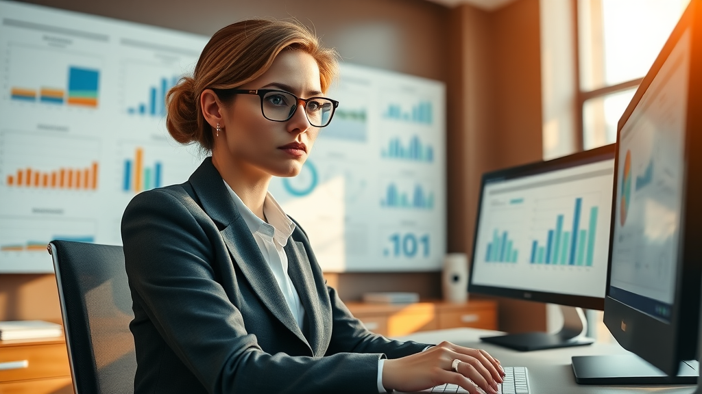 target audience attorney analyzing client personas legal content strategy data charts office