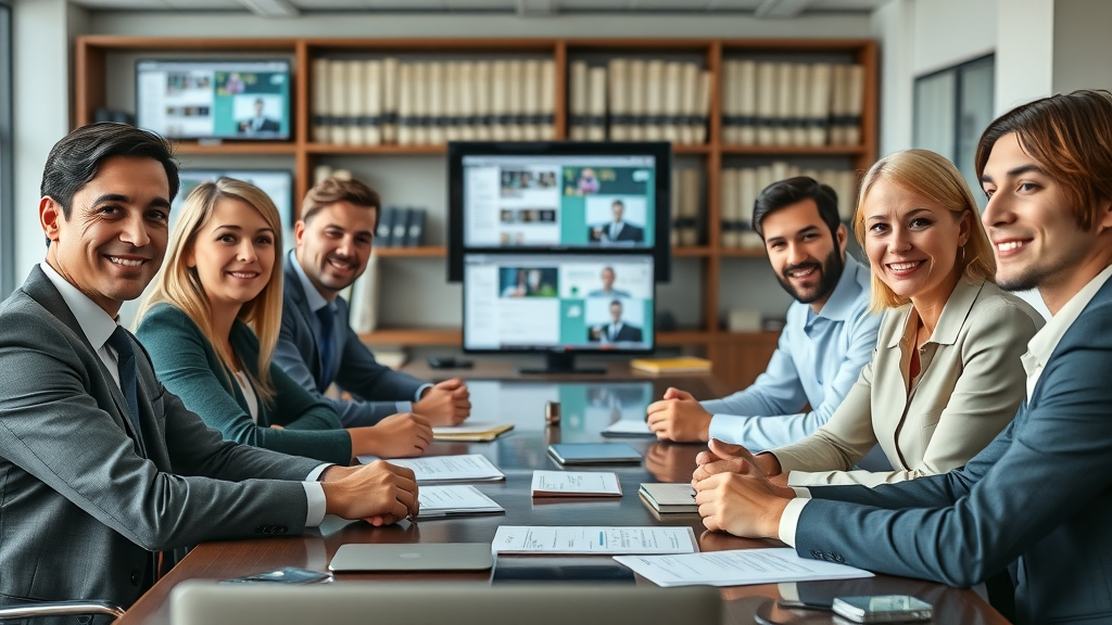 content marketing mistakes for law firms team discussing strategies in a law office setting