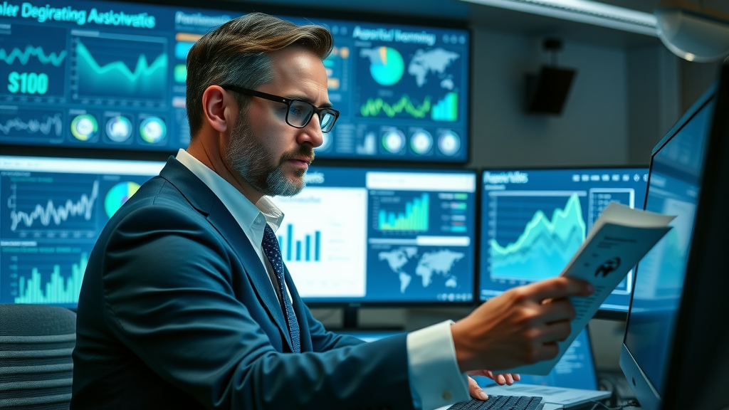 Attorney reviewing SEO analytics and digital marketing performance with Seattle map overlay - Seattle law firm marketing