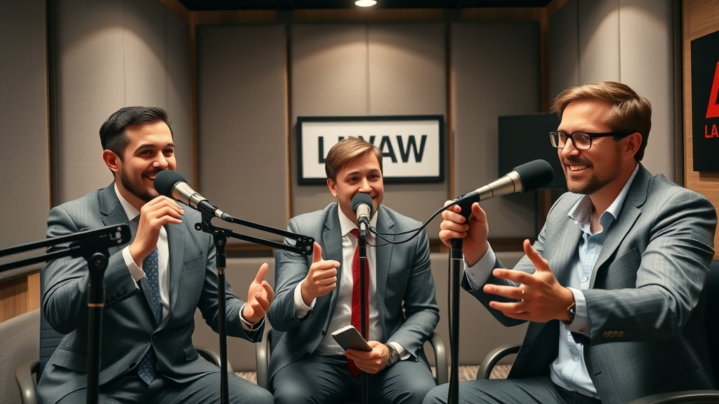 content marketing for busy attorneys - law firm recording professional legal podcast to engage potential clients