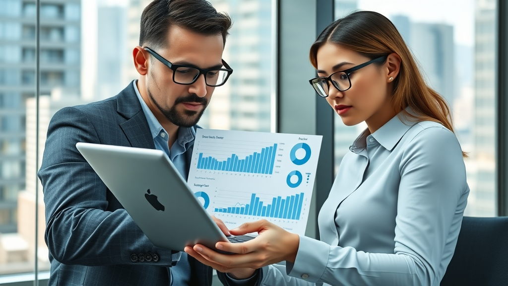 content marketing for law firms analyzing digital marketing data in law office with city view