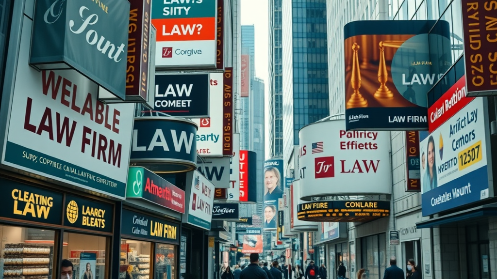 competitive legal market law firms with digital signs in city