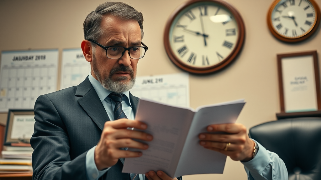Personal injury attorney and client checking deadlines for severe injury lawsuit