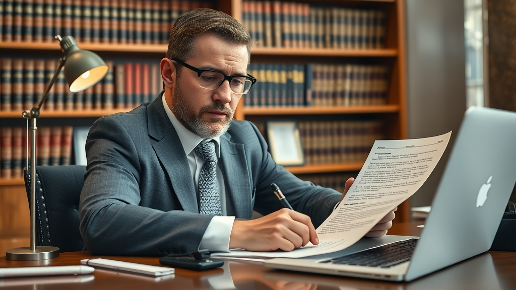 law firm seo services: Attorney at desk writing engaging website content for law firm SEO success