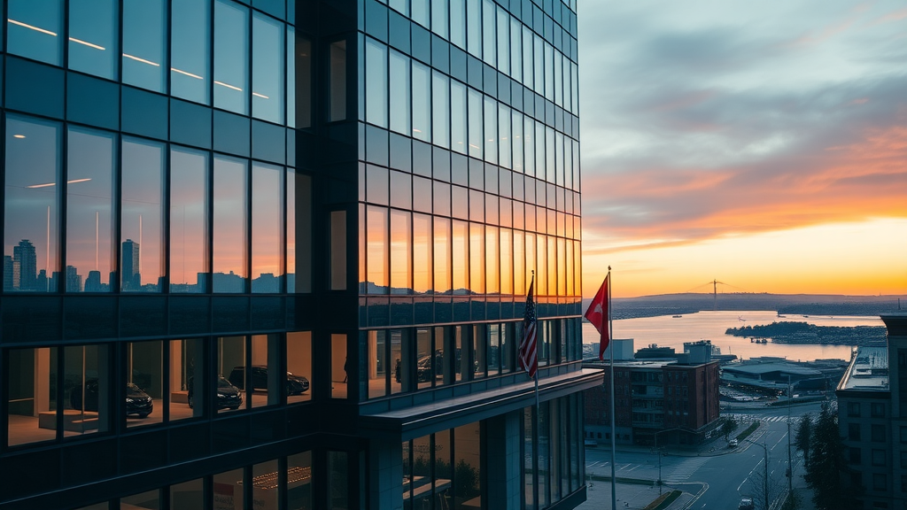 seattle office for puget sound attorney marketing - law firm building with city and Puget Sound view