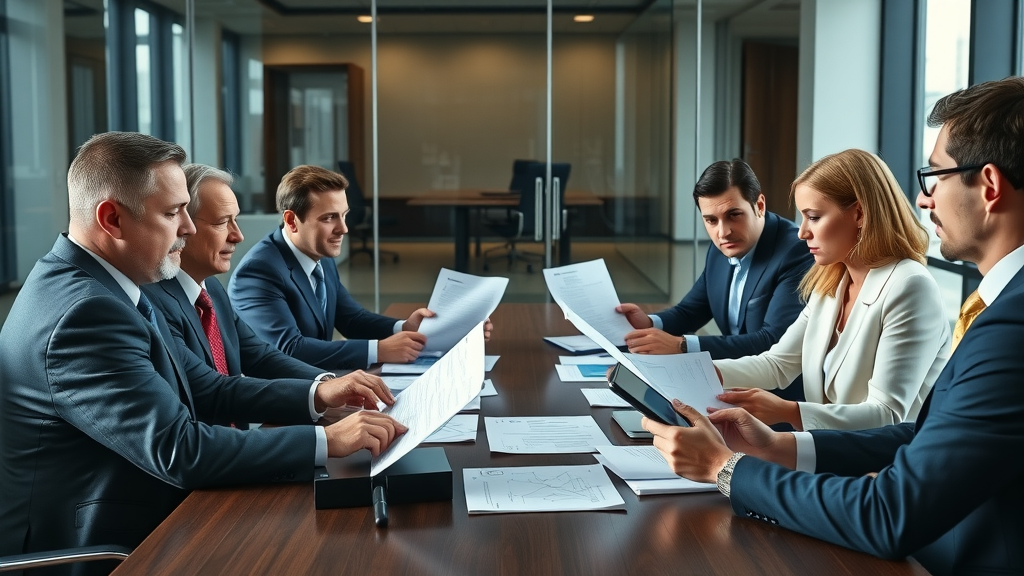 Injury attorney team collaborating over severe injury evidence and case files