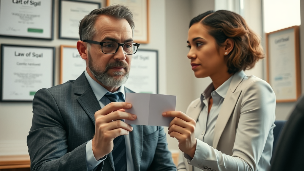 law firm attorney providing reassurance to client, addressing their legal pain points