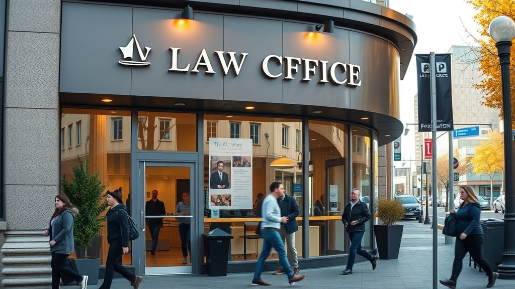 professional law office exterior tacoma lawyer blogging services downtown cityscape