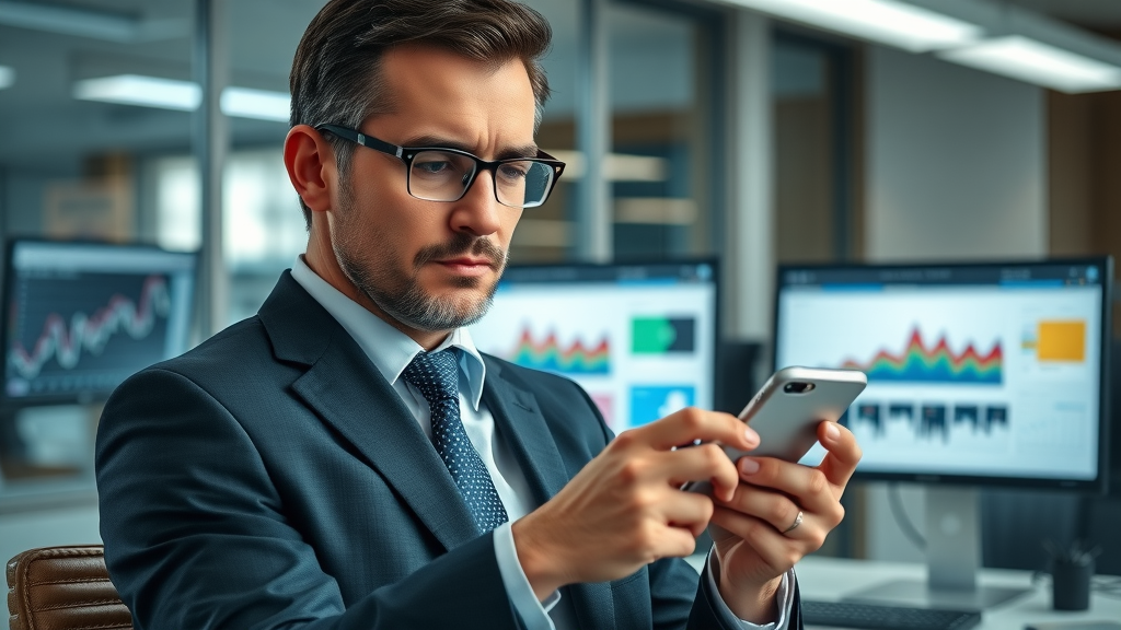 attorney reviewing smartphone social media analytics ethical content marketing for lawyers