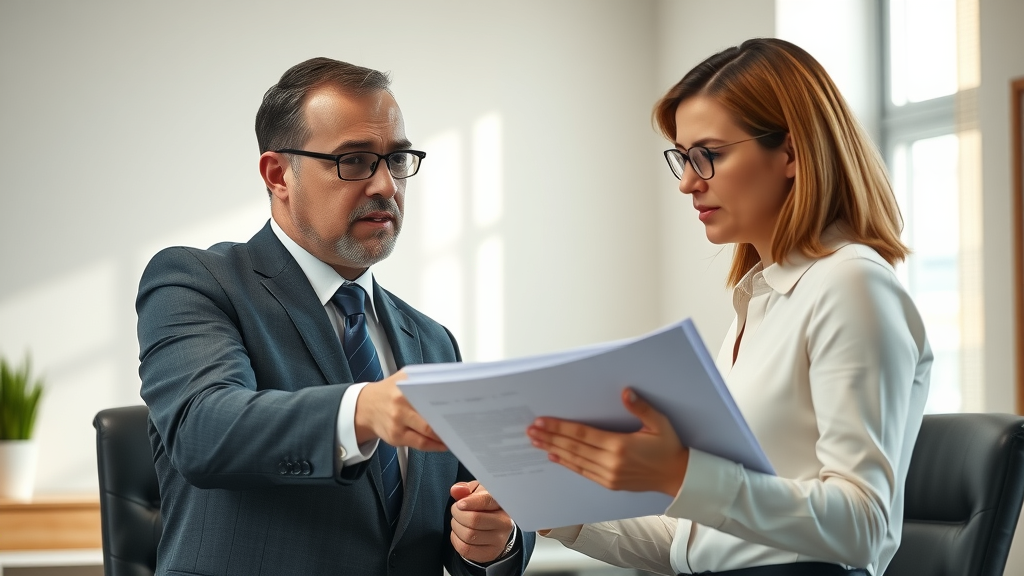 Determined client and experienced personal injury attorney reviewing organized documentation, highlighting teamwork in expediting the settlement process.