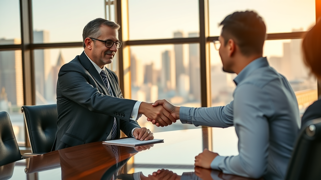injury attorney meeting new personal injury client in law office