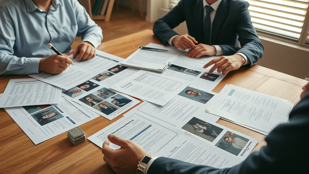 personal injury case evidence paperwork reviewed by injured party and lawyer