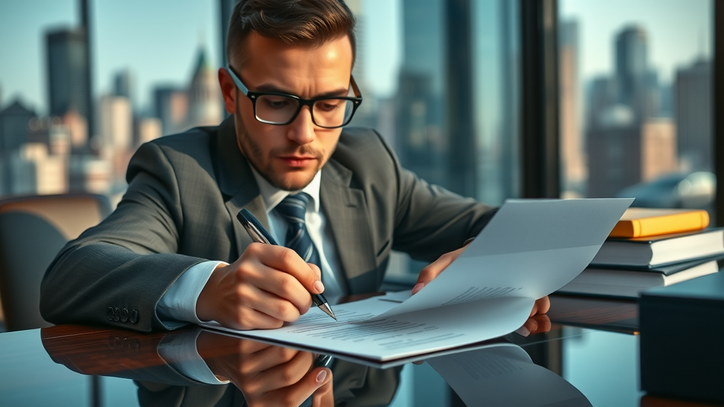 injury lawyer writing personal injury lawsuit demand letter at desk