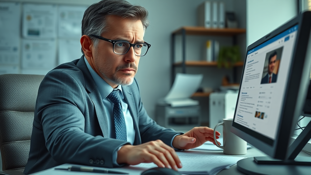 Concerned Bellevue personal injury attorney reviewing website rankings and SEO performance, low Google search results
