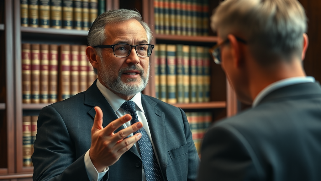 Confident Bellevue personal injury lawyer being interviewed about law group excellence and building authority online