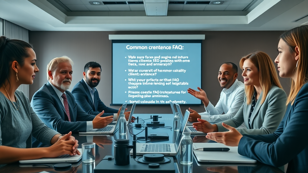 Diverse Bellevue injury lawyer team answering common personal injury law SEO client FAQ queries online