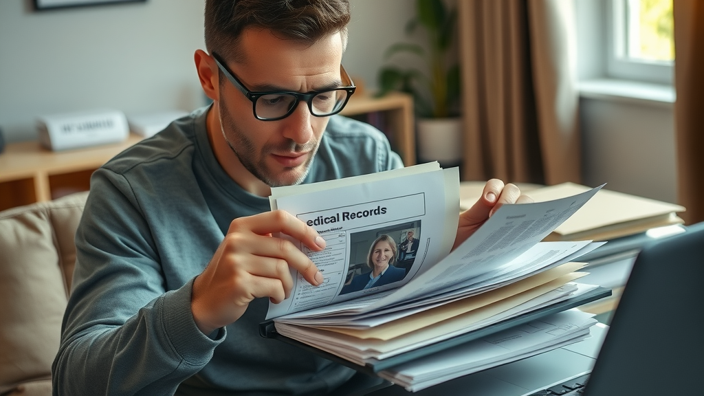 personal injury claim case documentation with medical records for injury compensation timeline
