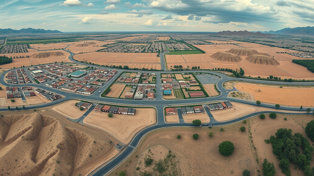 Panoramic map showing compact, linear, and dispersed settlement types affecting settlement duration and human settlement patterns