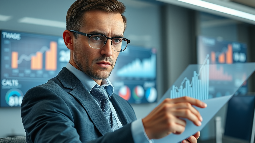 Insightful data visualization showing rising statistics for compensation for whiplash injuries claims in a modern office, analyst reviewing digital charts related to whiplash settlement amounts
