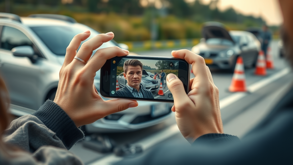 Diligent accident victim filing a car accident injury claim online with documentation at home