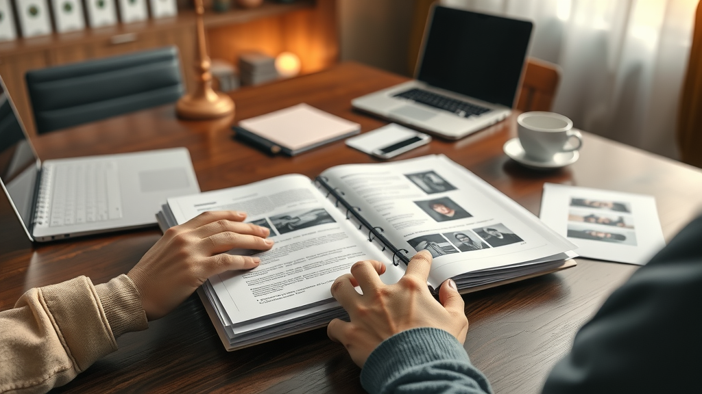 Hands organizing accident reports and medical records, crucial for building a strong car accident claim