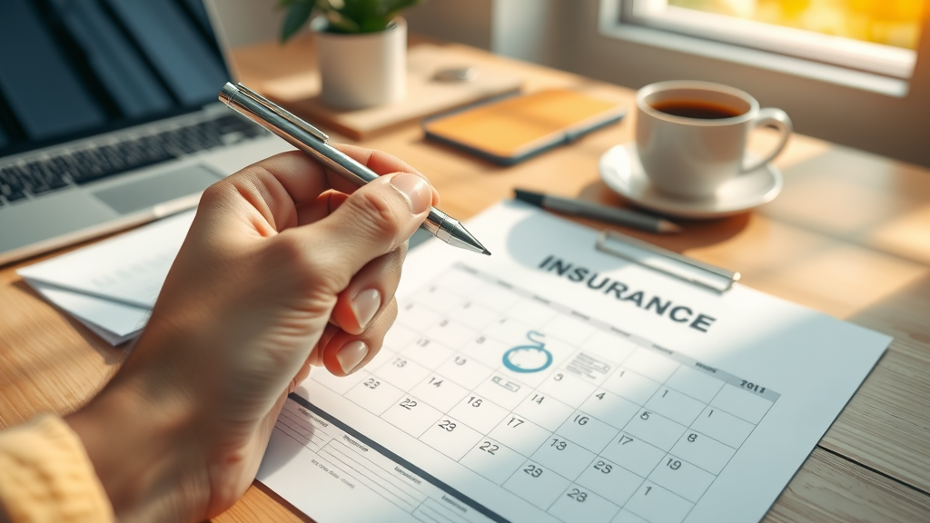 Insurance paperwork and calendar reminders marking important car accident compensation timeline milestones.