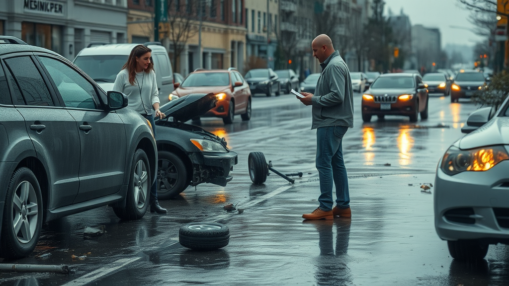 Dramatic Tacoma car accident aftermath showing injury claim process