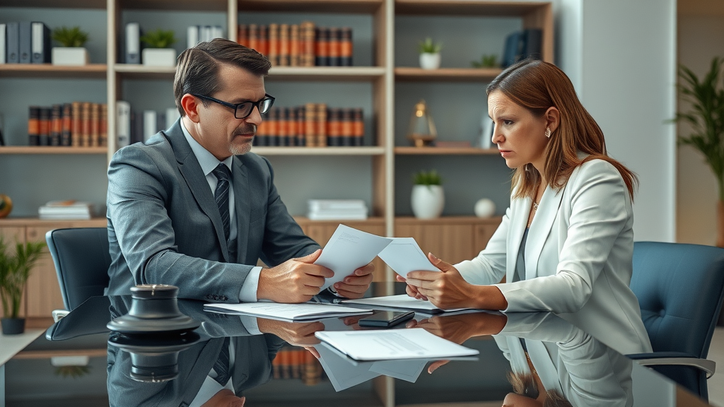Professional injury attorney consulting with client about negligence and liability in personal injury law in Tacoma office