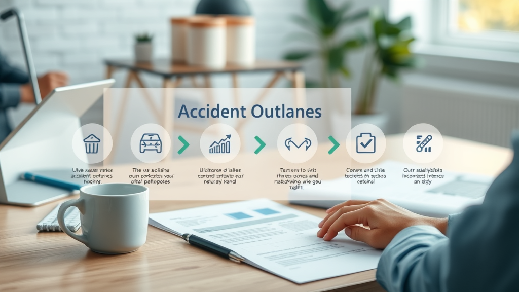 Infographic layout showing accident claim process steps, including documents and icons commonly seen in the claims process