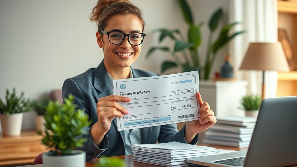 Confident professional reviewing a settlement check and paperwork, reflecting completion of the car accident claim in Tacoma