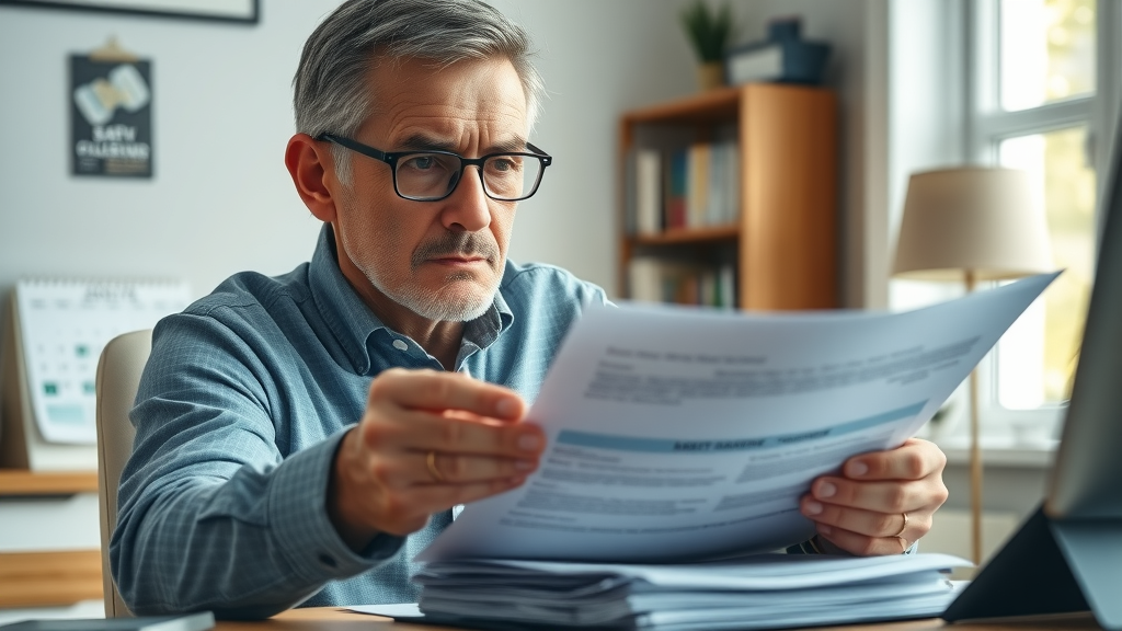 Concerned person reviewing personal injury claim paperwork for statute of limitations personal injury
