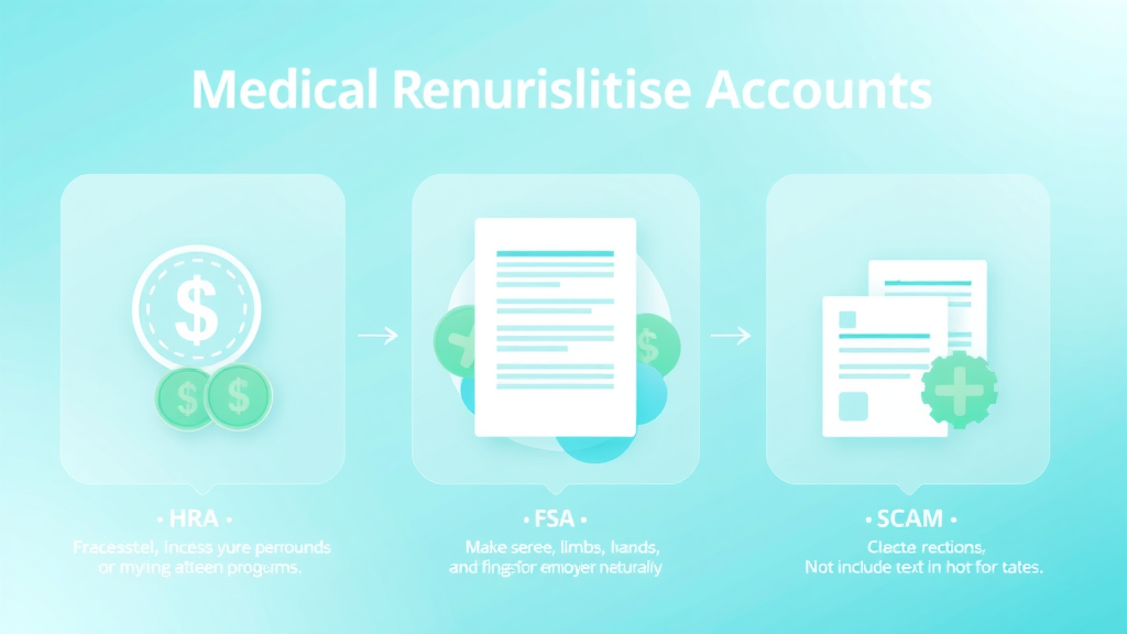 Infographic illustrating types of health reimbursement arrangement accounts for medical expenses reimbursement