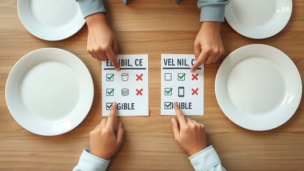 Overhead photo of organized table showing eligible vs non-eligible medical expense items for reimbursement