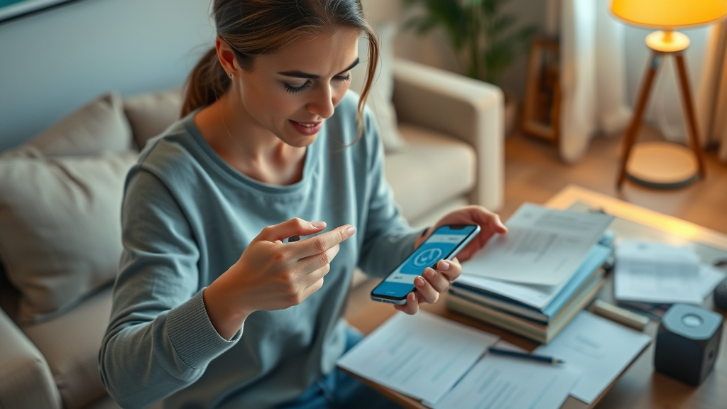 medical expenses reimbursement process, scanning medical receipts, documentation preparation, living room, photorealistic, Federal Way, WA