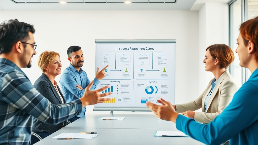 medical expense reimbursement process, strategic coordination, team reviewing insurance flowchart, meeting room, photorealistic, Federal Way, WA