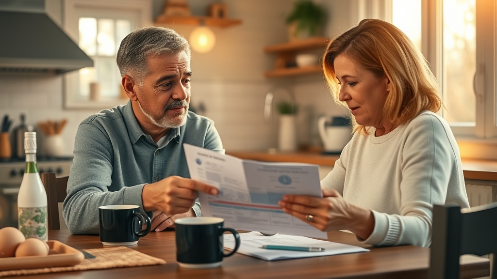 Family reviewing dependent care medical expense documents in their Federal Way home with sunlight