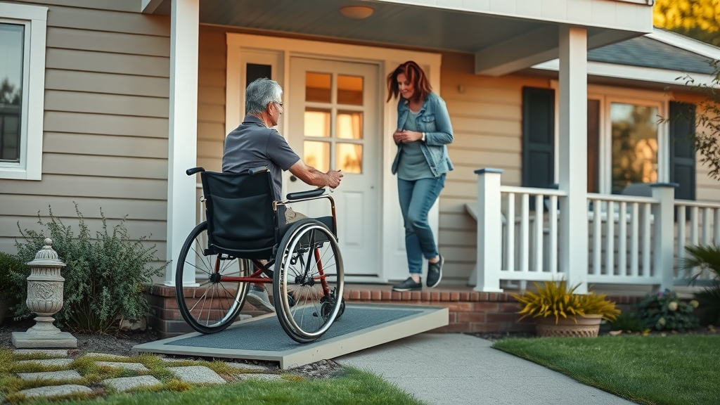 Person using wheelchair and family member demonstrating home accessibility modifications as reimbursable medical expenses