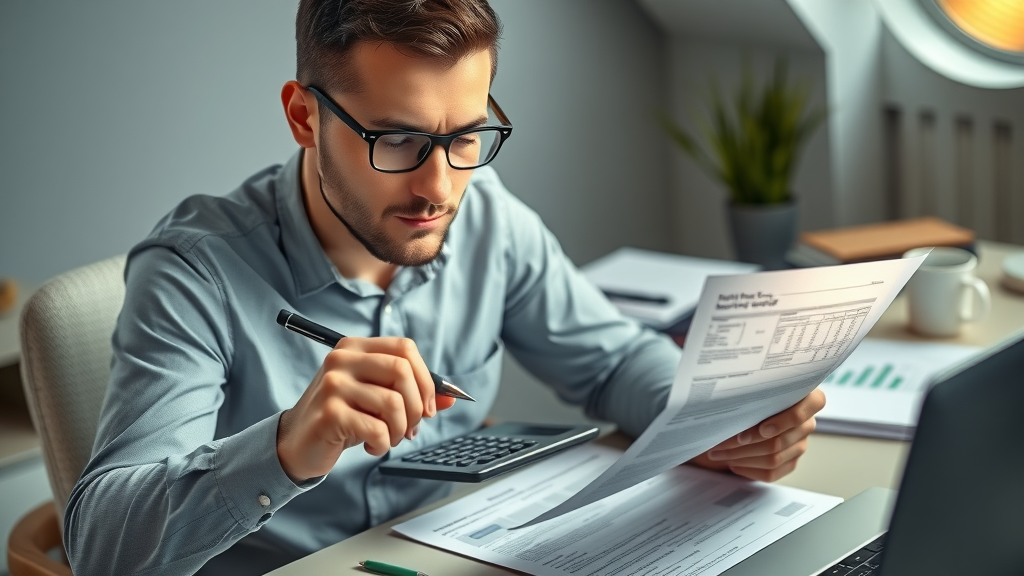 Professional accountant reviewing health reimbursement tax forms to determine if health insurance reimbursement is taxable