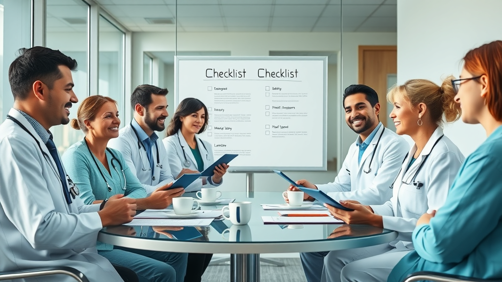 Medical practice team collaborating on documentation for medical reimbursement – doctors and billing staff working together